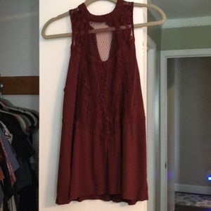 High neck lace detail top